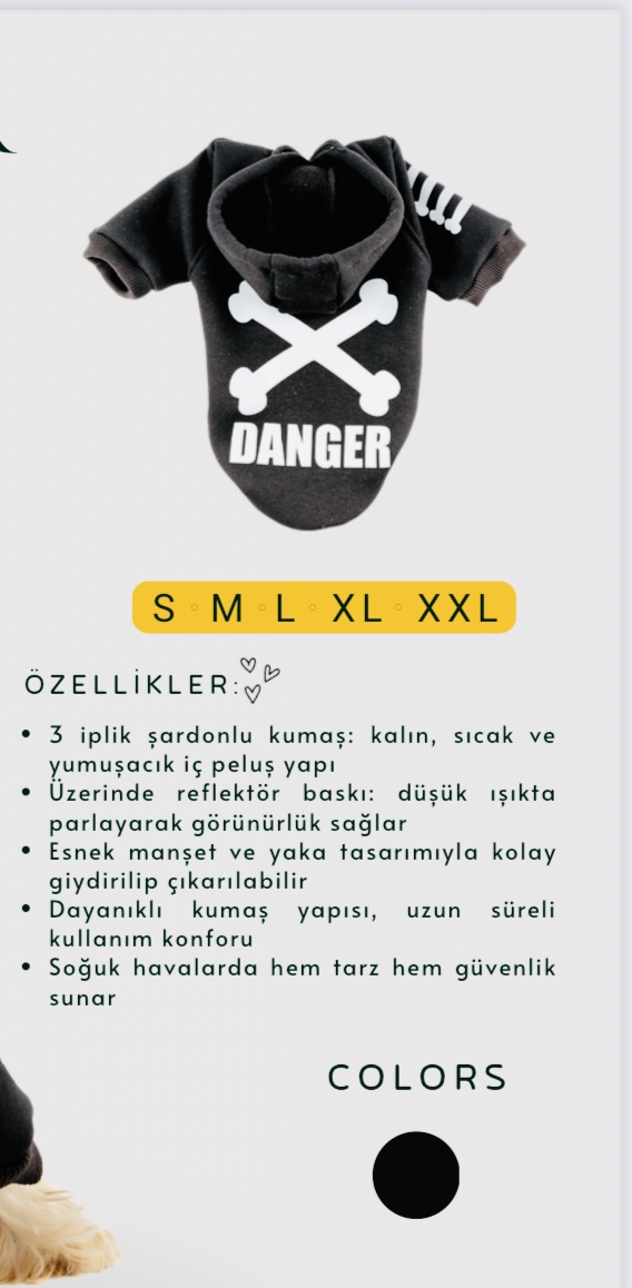 DANGER SWEATSHIRT KAPÜŞONLU